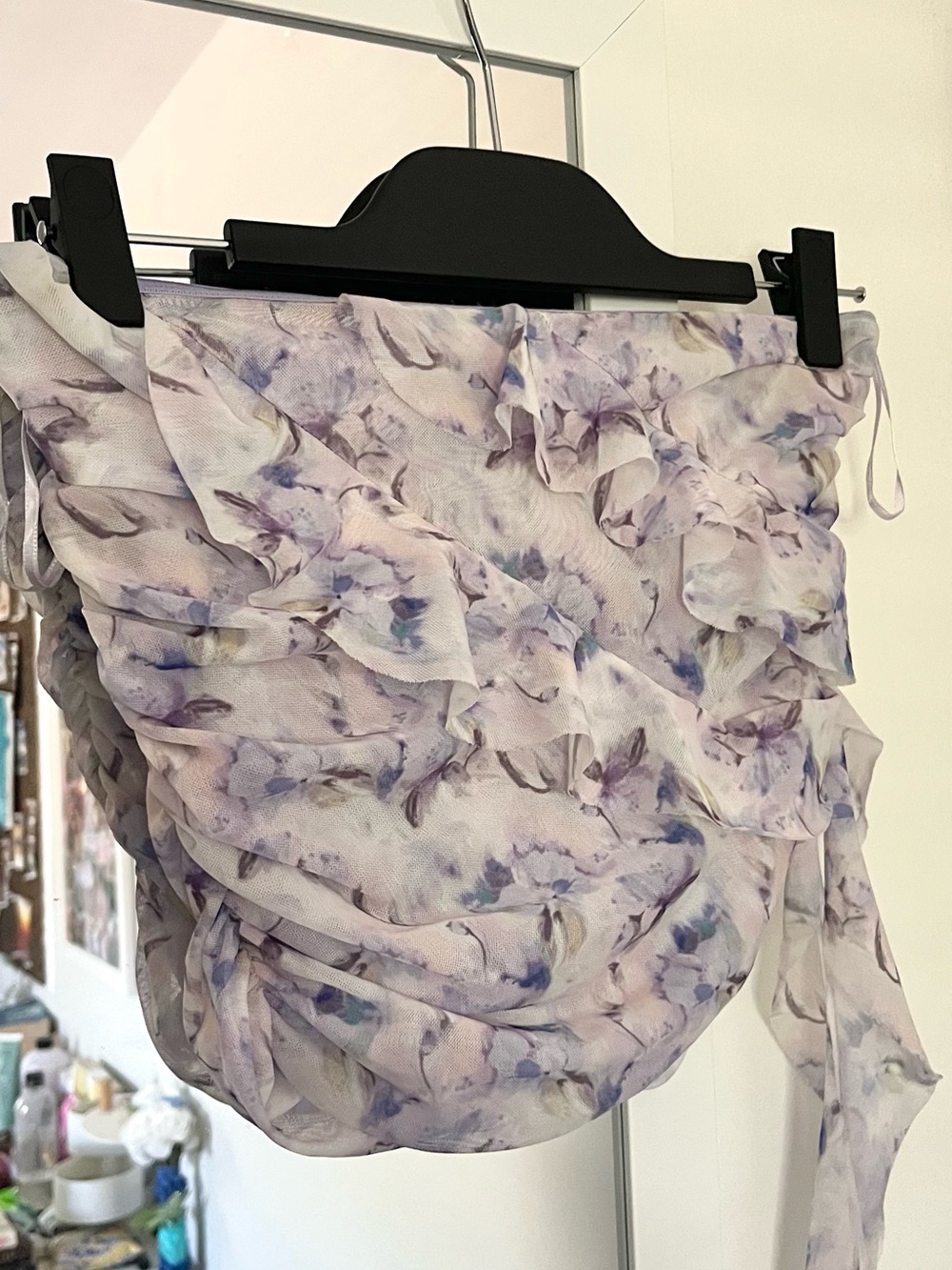 Zara Lavender & Pale Blue Floral Ruffle Skirt
